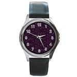 Roses pattern Round Metal Watch Front