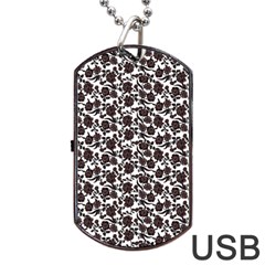 Roses Pattern Dog Tag Usb Flash (one Side) by Valentinaart