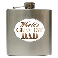 World s Greatest Dad Gold Look Text Elegant Typography Hip Flask (6 Oz) by yoursparklingshop