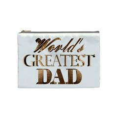 World s Greatest Dad Gold Look Text Elegant Typography Cosmetic Bag (medium)  by yoursparklingshop