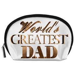 World s Greatest Dad Gold Look Text Elegant Typography Accessory Pouches (large)  by yoursparklingshop