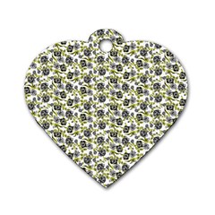 Roses Pattern Dog Tag Heart (one Side) by Valentinaart