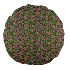 Roses Pattern Large 18  Premium Flano Round Cushions by Valentinaart