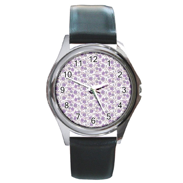 Roses pattern Round Metal Watch