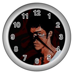 Bruce Lee Wall Clocks (silver)  by Valentinaart