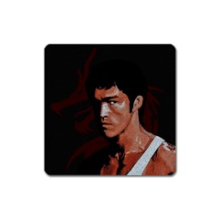 Bruce Lee Square Magnet by Valentinaart