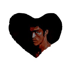 Bruce Lee Standard 16  Premium Flano Heart Shape Cushions by Valentinaart