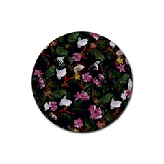 Tropical Pattern Rubber Coaster (round)  by Valentinaart