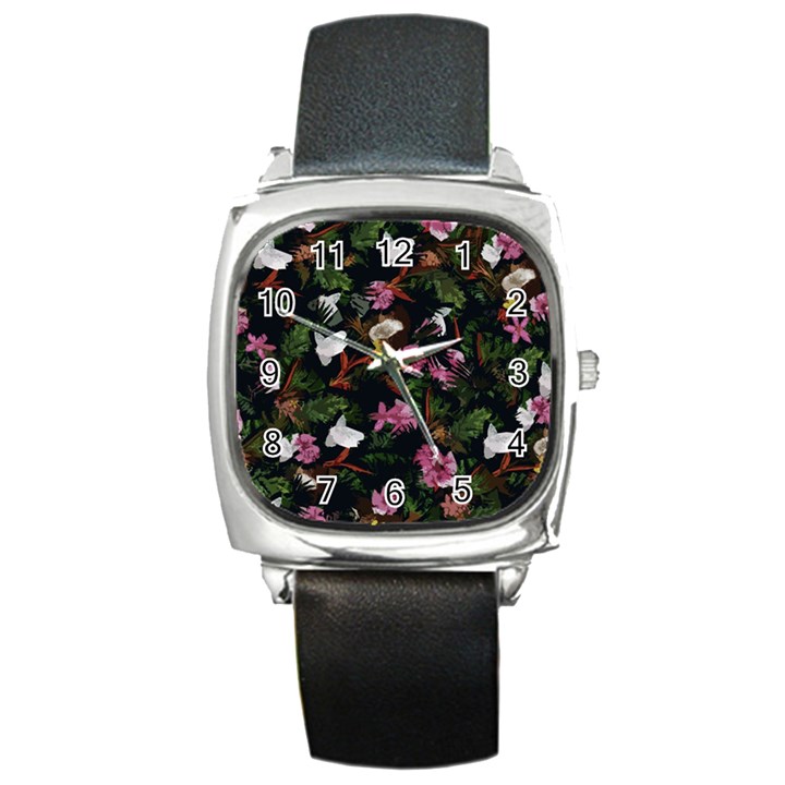 Tropical pattern Square Metal Watch