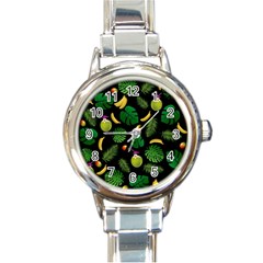 Tropical Pattern Round Italian Charm Watch by Valentinaart