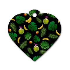 Tropical pattern Dog Tag Heart (One Side)