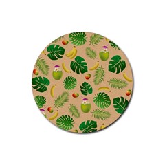 Tropical Pattern Rubber Coaster (round)  by Valentinaart