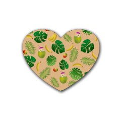 Tropical Pattern Rubber Coaster (heart)  by Valentinaart