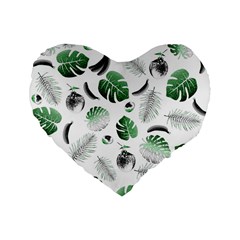 Tropical Pattern Standard 16  Premium Flano Heart Shape Cushions by Valentinaart