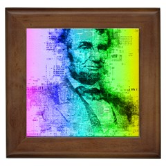 Abraham Lincoln Portrait Rainbow Colors Typography Framed Tiles by yoursparklingshop