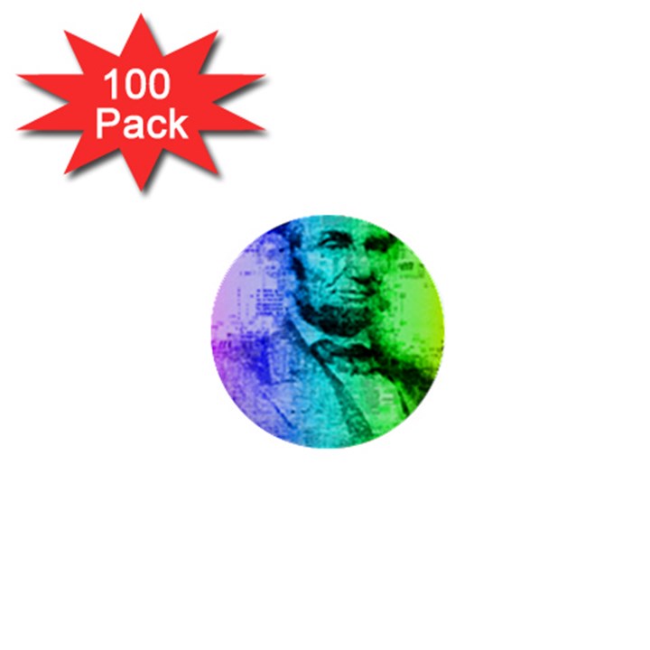 Abraham Lincoln Portrait Rainbow Colors Typography 1  Mini Buttons (100 pack) 