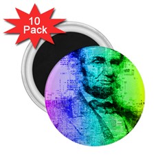 Abraham Lincoln Portrait Rainbow Colors Typography 2 25  Magnets (10 Pack)  by yoursparklingshop