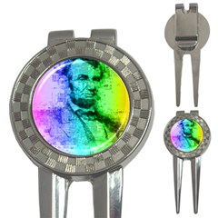 Abraham Lincoln Portrait Rainbow Colors Typography 3-in-1 Golf Divots by yoursparklingshop