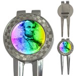 Abraham Lincoln Portrait Rainbow Colors Typography 3-in-1 Golf Divots Front