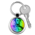 Abraham Lincoln Portrait Rainbow Colors Typography Key Chains (Round)  Front