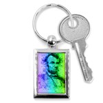 Abraham Lincoln Portrait Rainbow Colors Typography Key Chains (Rectangle)  Front