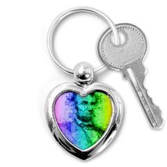 Abraham Lincoln Portrait Rainbow Colors Typography Key Chains (heart)  by yoursparklingshop