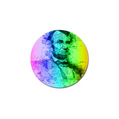 Abraham Lincoln Portrait Rainbow Colors Typography Golf Ball Marker (4 Pack) by yoursparklingshop