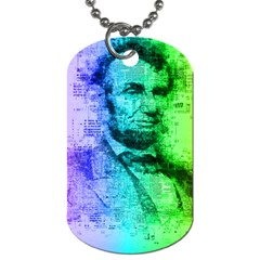 Abraham Lincoln Portrait Rainbow Colors Typography Dog Tag (two Sides) by yoursparklingshop