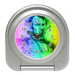 Abraham Lincoln Portrait Rainbow Colors Typography Travel Alarm Clocks by yoursparklingshop