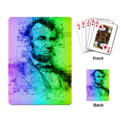 Abraham Lincoln Portrait Rainbow Colors Typography Playing Card by yoursparklingshop