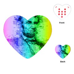 Abraham Lincoln Portrait Rainbow Colors Typography Playing Cards (heart)  by yoursparklingshop