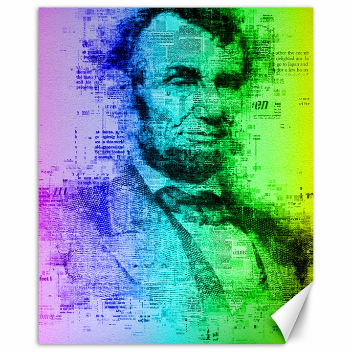 Abraham Lincoln Portrait Rainbow Colors Typography Canvas 16  x 20  