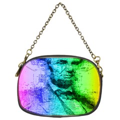 Abraham Lincoln Portrait Rainbow Colors Typography Chain Purses (two Sides)  by yoursparklingshop