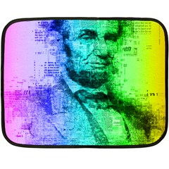 Abraham Lincoln Portrait Rainbow Colors Typography Double Sided Fleece Blanket (mini)  by yoursparklingshop