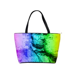 Abraham Lincoln Portrait Rainbow Colors Typography Shoulder Handbags by yoursparklingshop