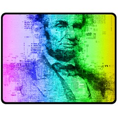 Abraham Lincoln Portrait Rainbow Colors Typography Fleece Blanket (medium)  by yoursparklingshop