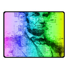 Abraham Lincoln Portrait Rainbow Colors Typography Fleece Blanket (small) by yoursparklingshop