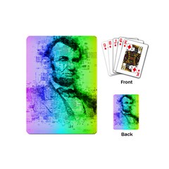 Abraham Lincoln Portrait Rainbow Colors Typography Playing Cards (mini)  by yoursparklingshop