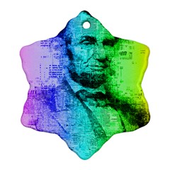 Abraham Lincoln Portrait Rainbow Colors Typography Ornament (snowflake) by yoursparklingshop