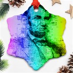 Abraham Lincoln Portrait Rainbow Colors Typography Ornament (Snowflake) Front