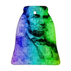 Abraham Lincoln Portrait Rainbow Colors Typography Ornament (bell) by yoursparklingshop