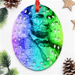 Abraham Lincoln Portrait Rainbow Colors Typography Oval Filigree Ornament (Two Sides) Front