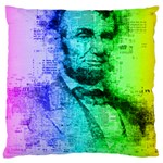 Abraham Lincoln Portrait Rainbow Colors Typography Large Cushion Case (Two Sides) Front