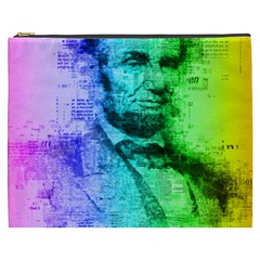 Abraham Lincoln Portrait Rainbow Colors Typography Cosmetic Bag (xxxl)  by yoursparklingshop