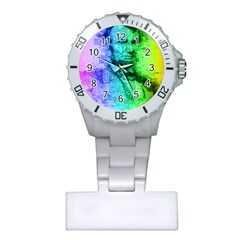 Abraham Lincoln Portrait Rainbow Colors Typography Plastic Nurses Watch by yoursparklingshop