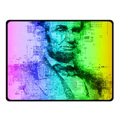 Abraham Lincoln Portrait Rainbow Colors Typography Double Sided Fleece Blanket (small)  by yoursparklingshop