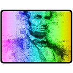 Abraham Lincoln Portrait Rainbow Colors Typography Double Sided Fleece Blanket (Large)  80 x60  Blanket Back