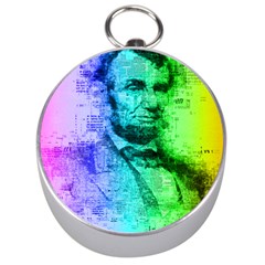 Abraham Lincoln Portrait Rainbow Colors Typography Silver Compasses by yoursparklingshop