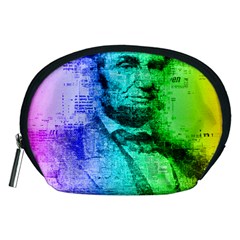 Abraham Lincoln Portrait Rainbow Colors Typography Accessory Pouches (medium)  by yoursparklingshop