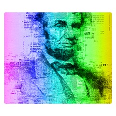 Abraham Lincoln Portrait Rainbow Colors Typography Double Sided Flano Blanket (small)  by yoursparklingshop